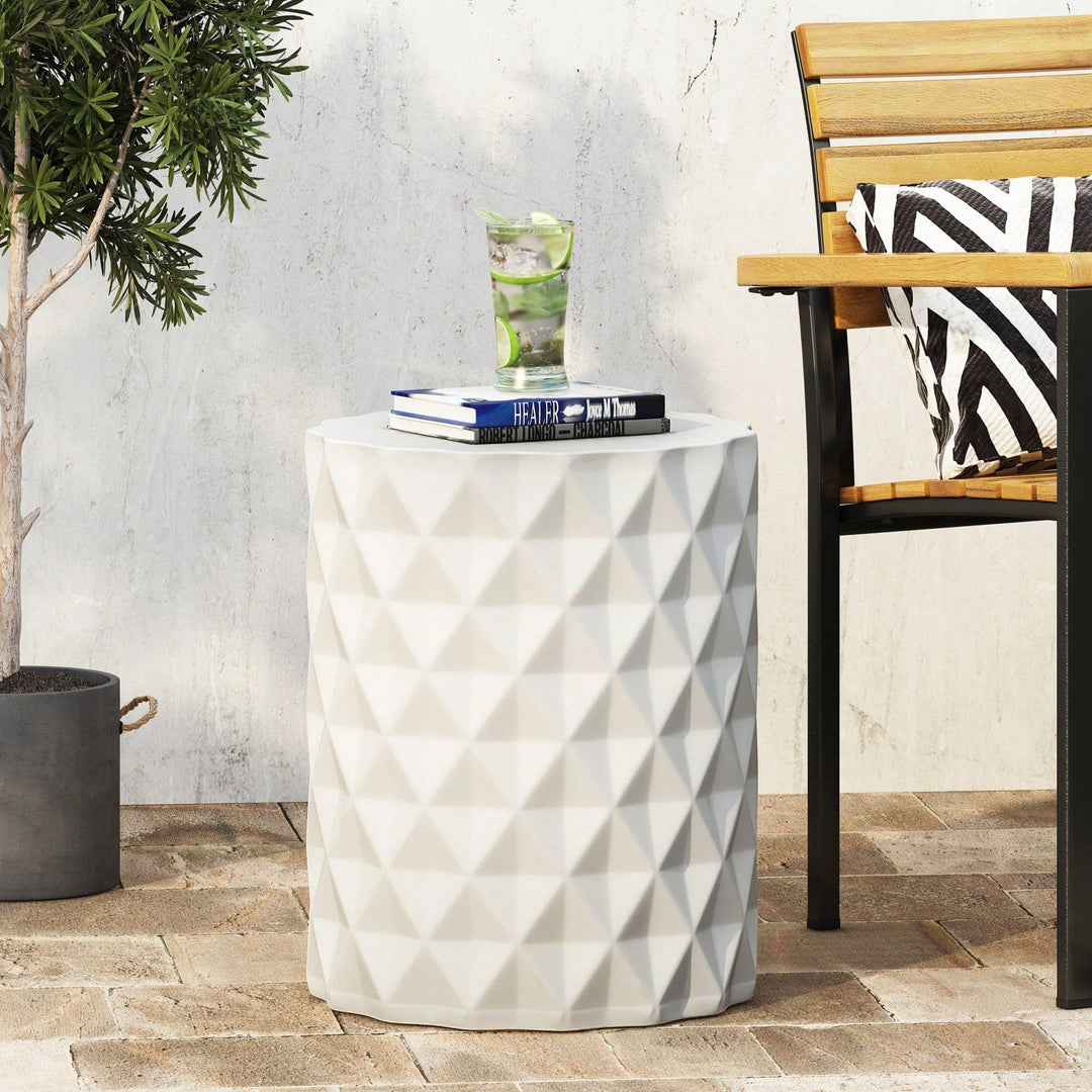 Lightweight Outdoor Concrete Side Table For Patio And Garden Use Image 5