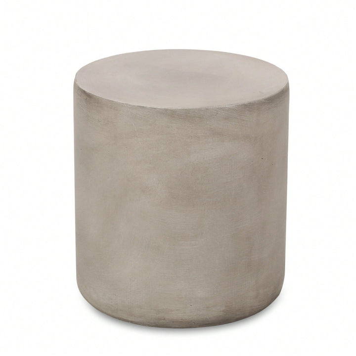 Lightweight Outdoor Concrete Side Table In Light Gray Finish Image 2