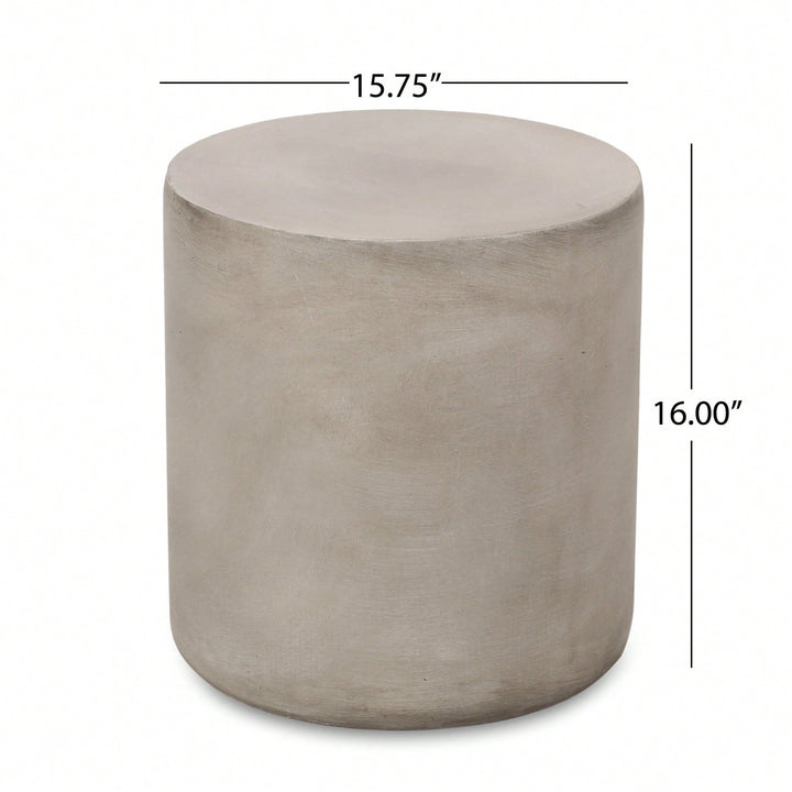 Lightweight Outdoor Concrete Side Table In Light Gray Finish Image 6