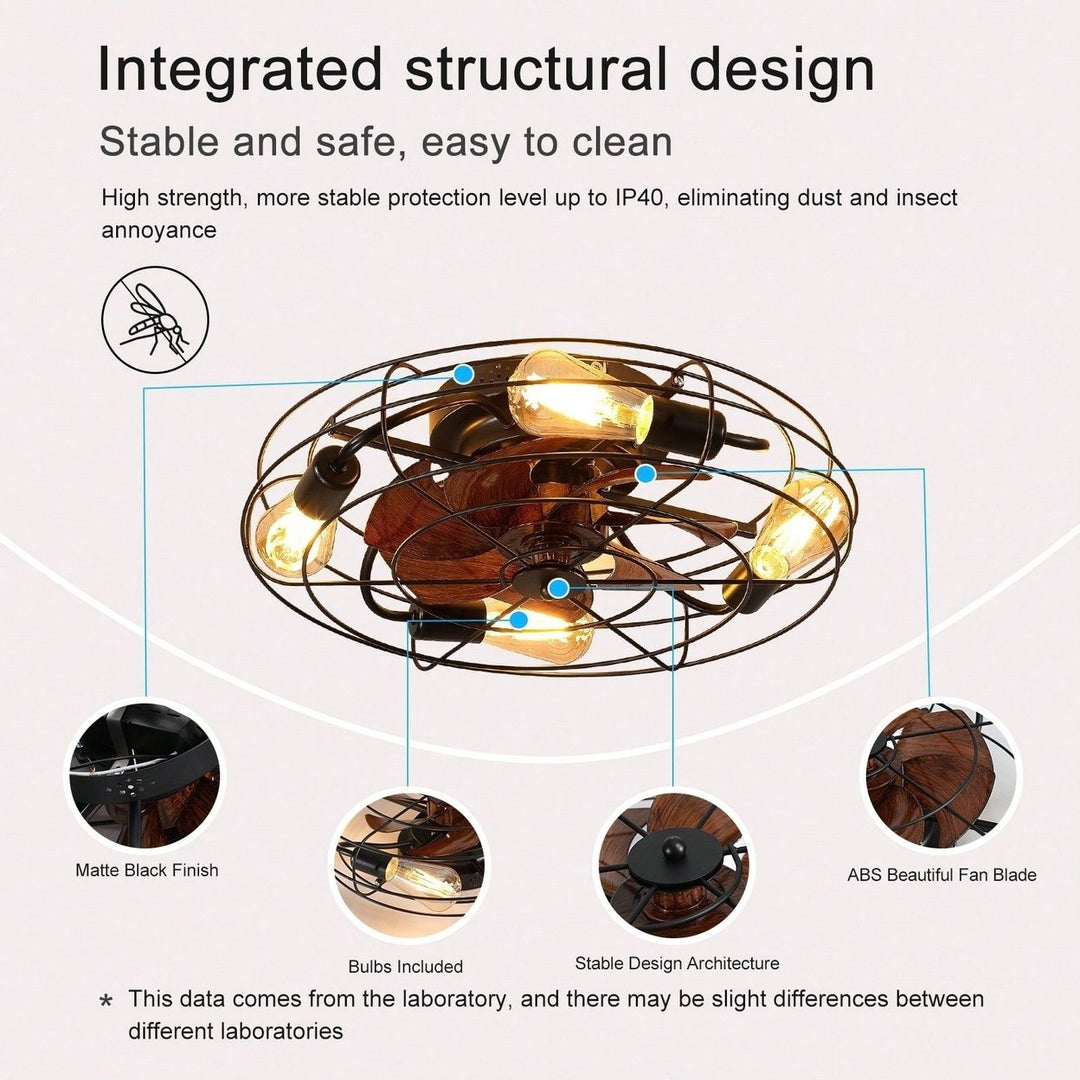 Low Profile Caged Ceiling Fan with Light Remote Control Modern Farmhouse Design Quiet DC Motor 6 Speeds Easy Install Image 6