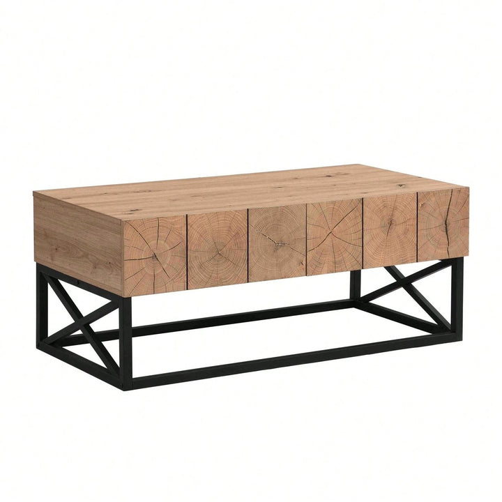 Luxury Coffee Table With Two Drawers, Industrial Coffee Table For Living Room, Bedroom and Office Image 3