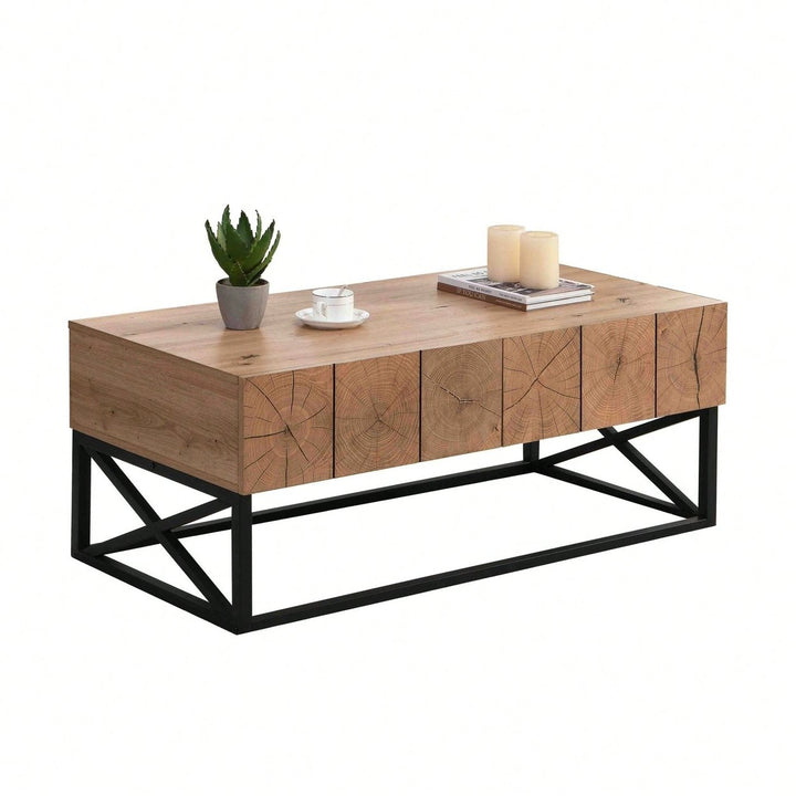 Luxury Coffee Table With Two Drawers, Industrial Coffee Table For Living Room, Bedroom and Office Image 5