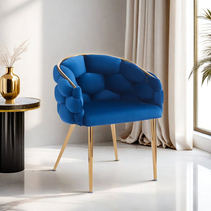 Luxury Handmade Accent Chair with Gold Legs, Modern Velvet Armchair for Living Room and Bedroom Image 1