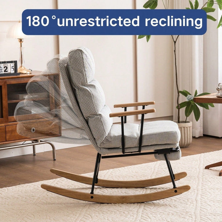 Luxury Modern Gliding Rocking Chair with Adjustable Backrest and Retractable Footrest for Nursery and Living Room Image 2