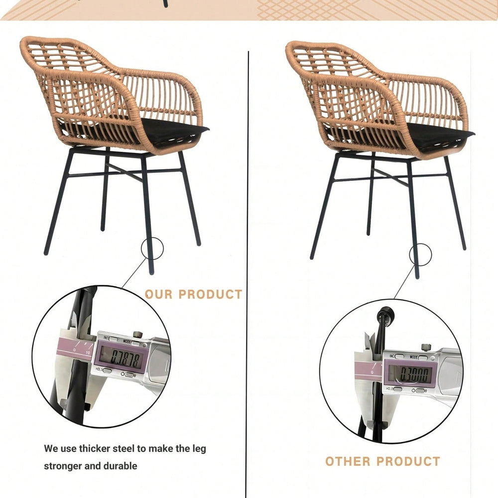 Luxury Outdoor Wicker Bistro Set Weather-Resistant Table and Chairs for Garden Terrace Backyard Image 2