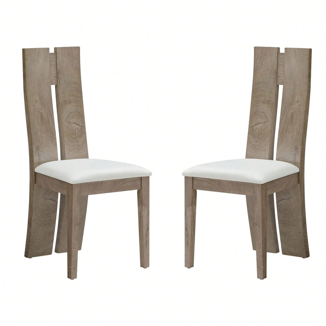 Light Brown 2-Pack Dining Chairs Set with Cushioned Seats and Wooden Backs for Kitchen and Living Room Easy Assembly Image 1