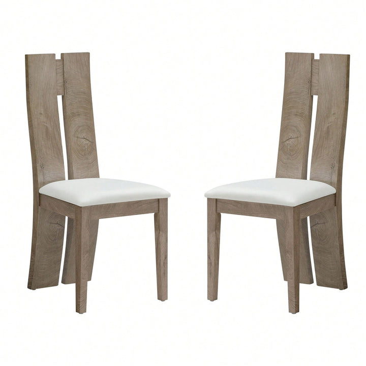 Light Brown 2-Pack Dining Chairs Set with Cushioned Seats and Wooden Backs for Kitchen and Living Room Easy Assembly Image 1