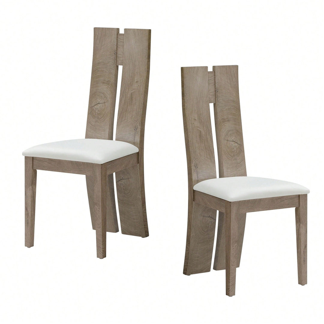 Light Brown 2-Pack Dining Chairs Set with Cushioned Seats and Wooden Backs for Kitchen and Living Room Easy Assembly Image 3