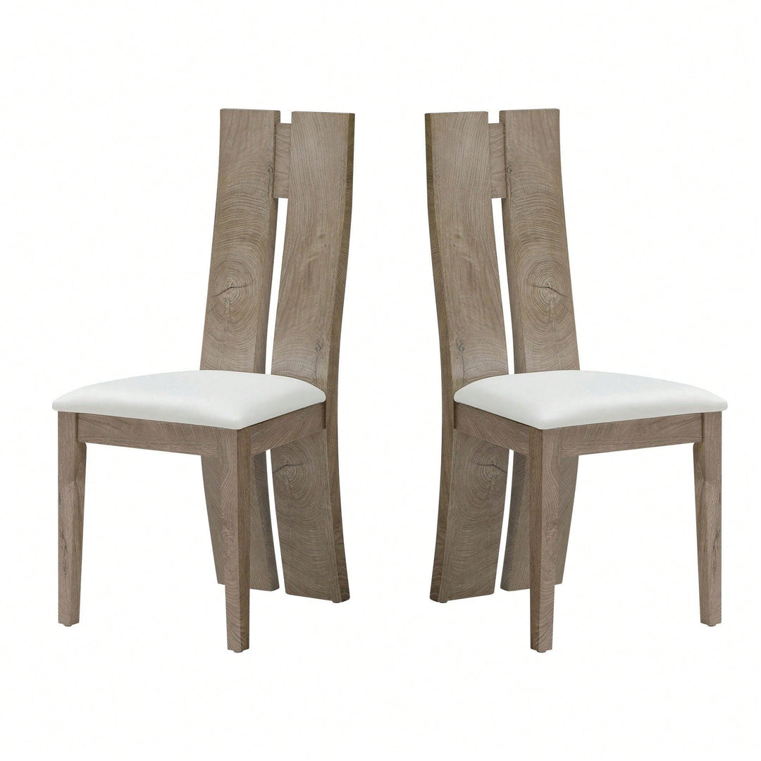 Light Brown 2-Pack Dining Chairs Set with Cushioned Seats and Wooden Backs for Kitchen and Living Room Easy Assembly Image 4