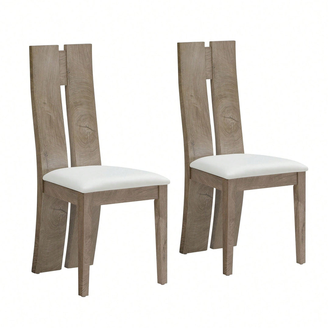 Light Brown 2-Pack Dining Chairs Set with Cushioned Seats and Wooden Backs for Kitchen and Living Room Easy Assembly Image 5