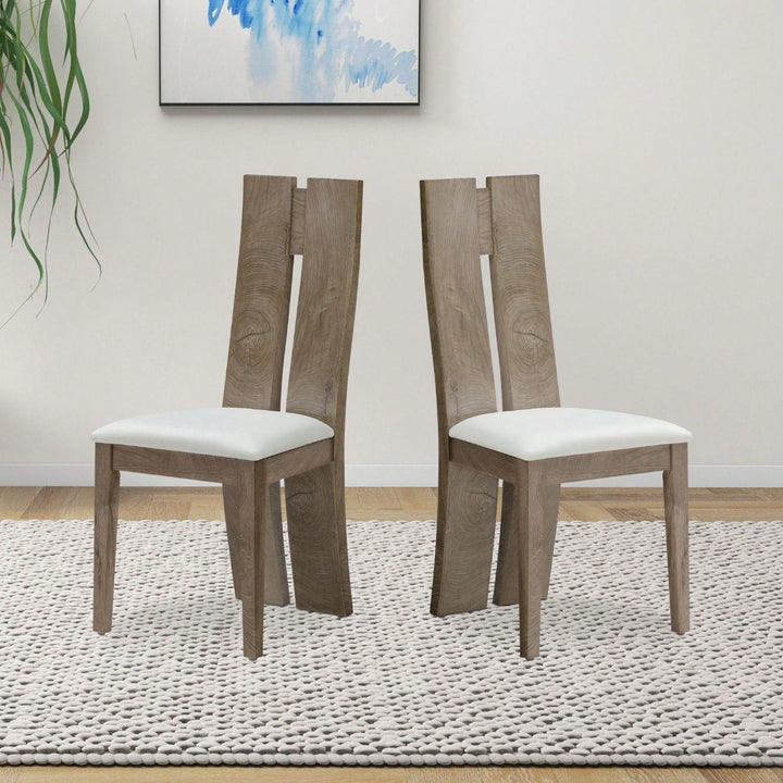 Light Brown 2-Pack Dining Chairs Set with Cushioned Seats and Wooden Backs for Kitchen and Living Room Easy Assembly Image 7