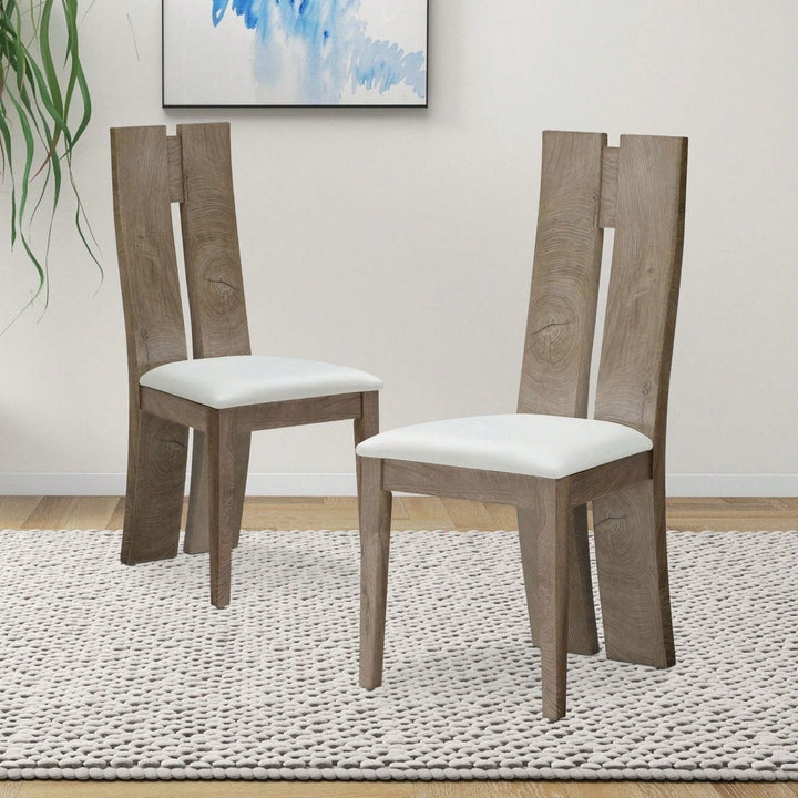 Light Brown 2-Pack Dining Chairs Set with Cushioned Seats and Wooden Backs for Kitchen and Living Room Easy Assembly Image 9