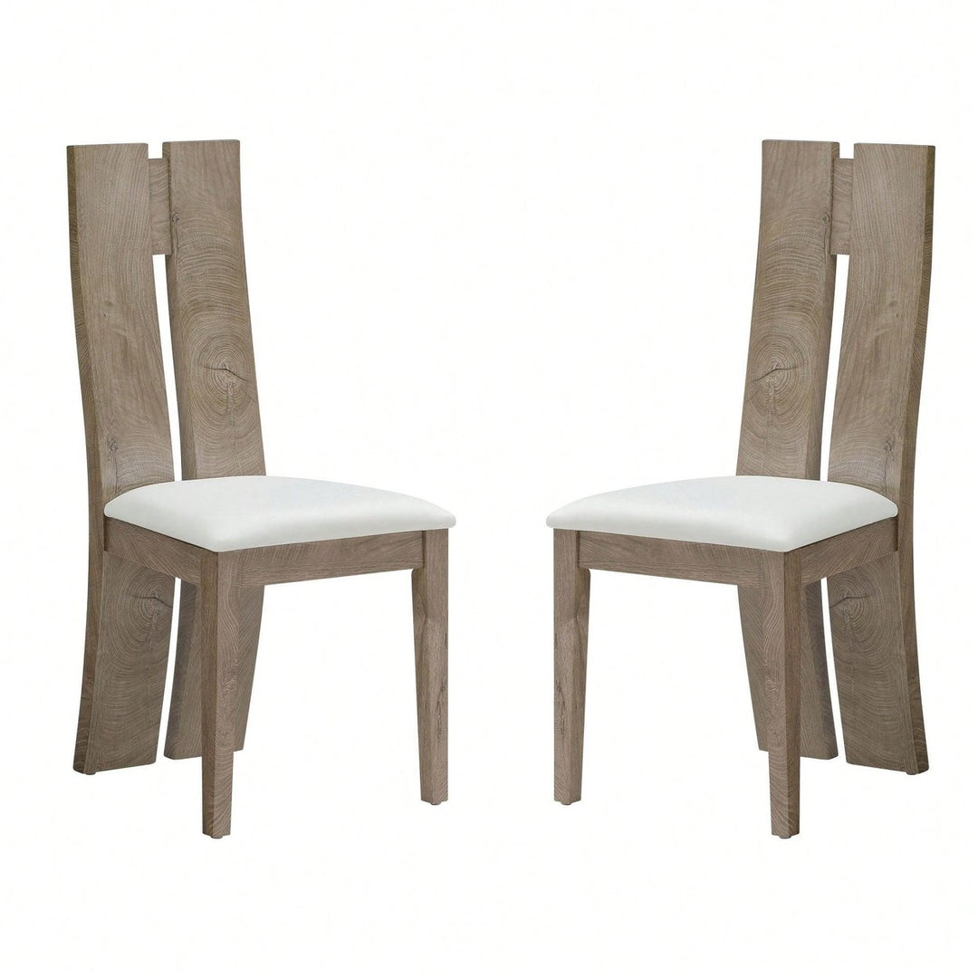 Light Brown 2-Pack Dining Chairs Set with Cushioned Seats and Wooden Backs for Kitchen and Living Room Easy Assembly Image 12