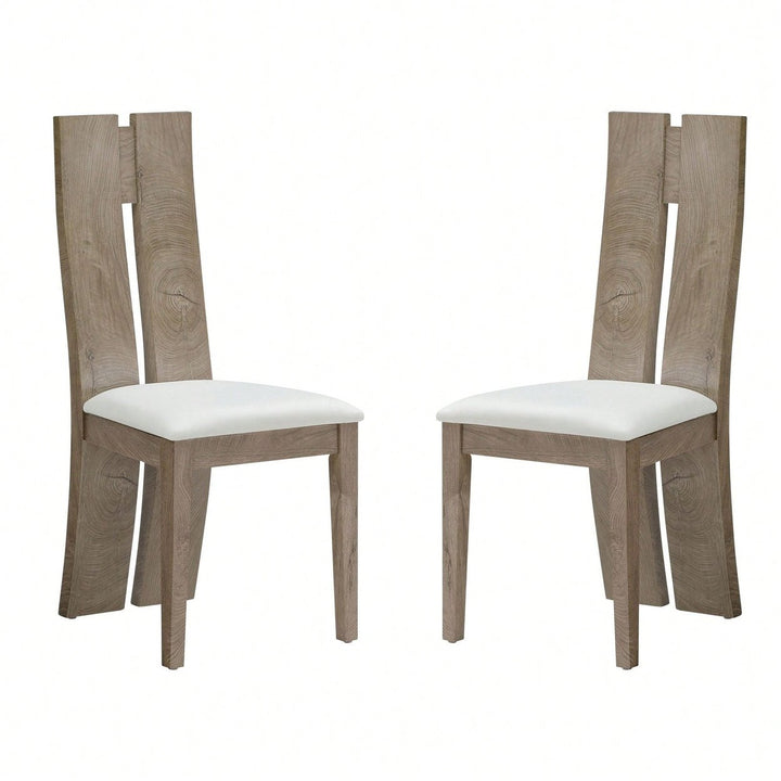 Light Brown 2-Pack Dining Chairs Set with Cushioned Seats and Wooden Backs for Kitchen and Living Room Easy Assembly Image 12