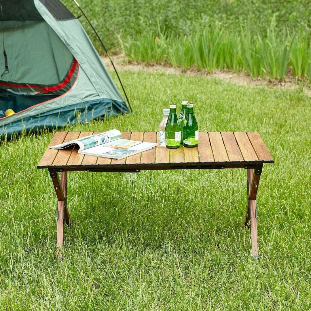 Lightweight Aluminum Roll-Up Folding Table for Camping Picnics Beach BBQ Outdoor Parties Image 1