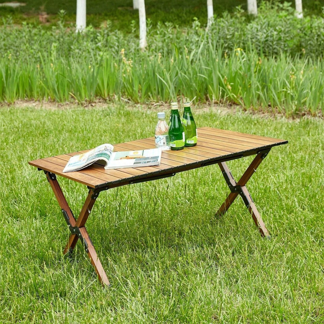 Lightweight Aluminum Roll-Up Folding Table for Camping Picnics Beach BBQ Outdoor Parties Image 8