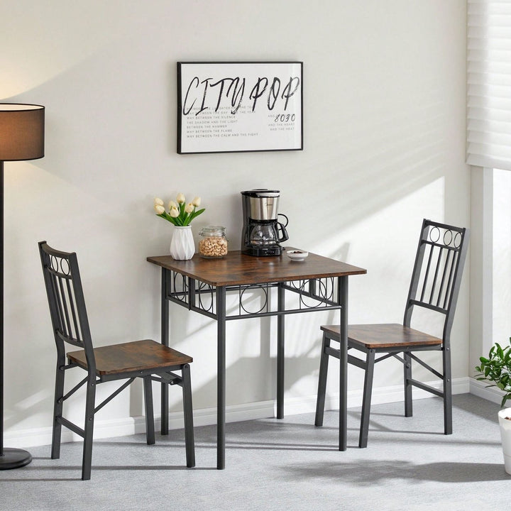 Kitchen Dining Room Table, Iron Wood Square Table Image 3