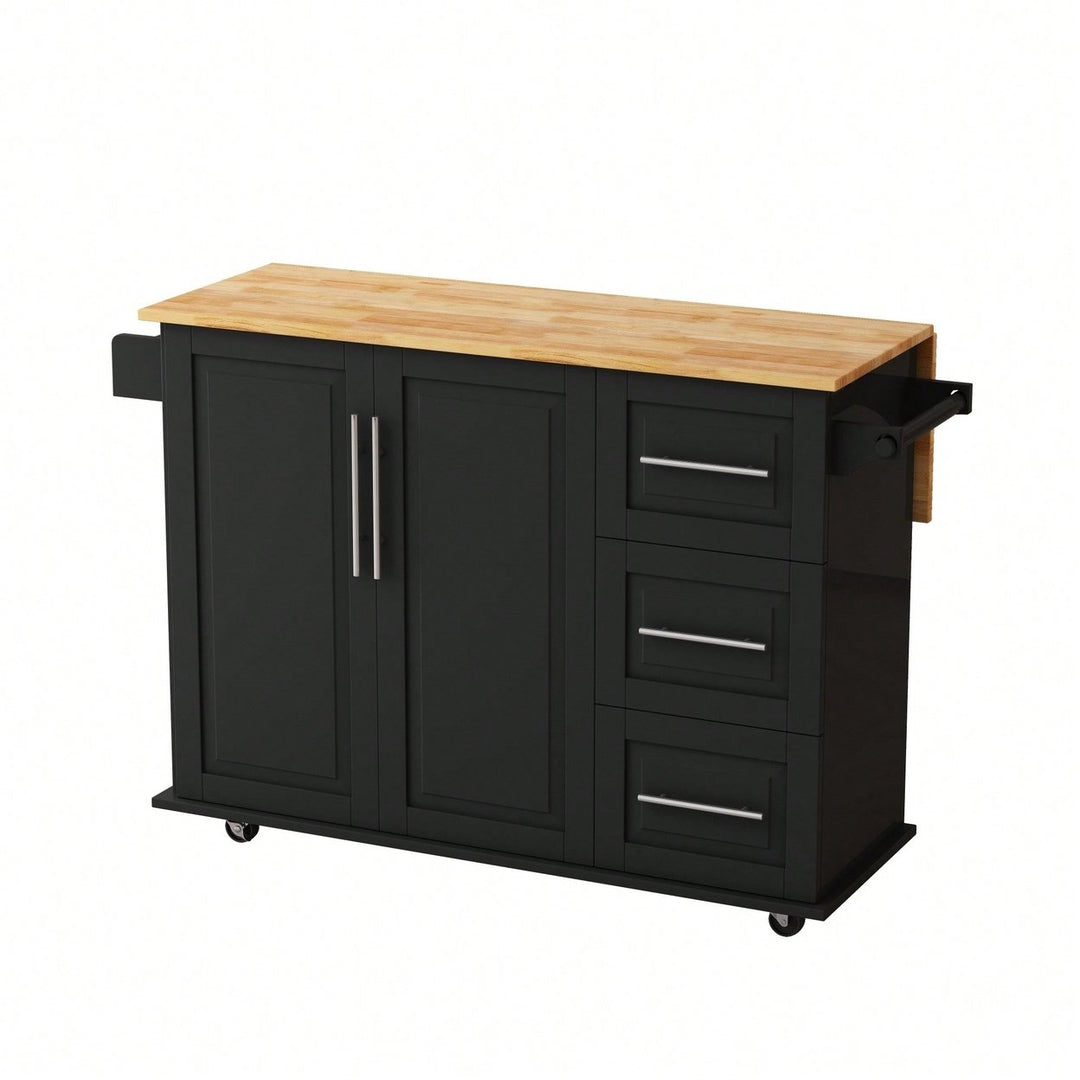 Kitchen Island Cart With 2-Door Cabinet And 3 Drawers  Versatile Storage Solution Image 1