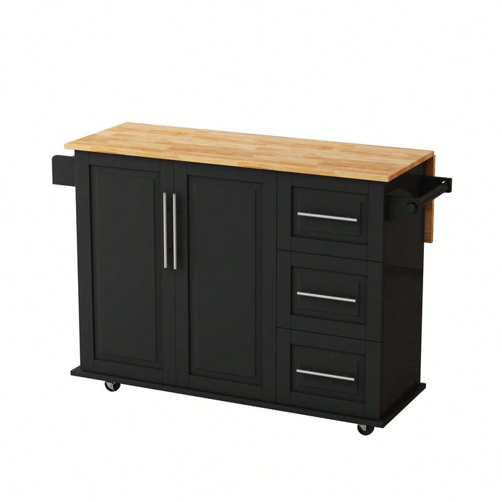 Kitchen Island Cart With 2-Door Cabinet And 3 Drawers  Versatile Storage Solution Image 1