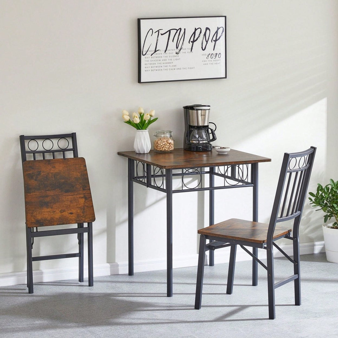 Kitchen Dining Room Table, Iron Wood Square Table Image 5