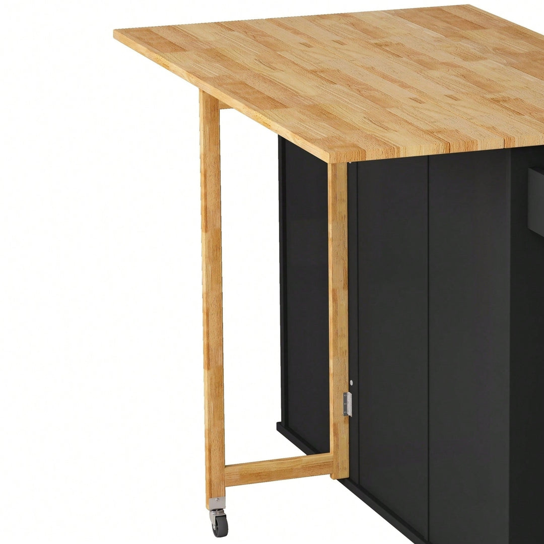 Kitchen Island Cart With 2-Door Cabinet And 3 Drawers  Versatile Storage Solution Image 10