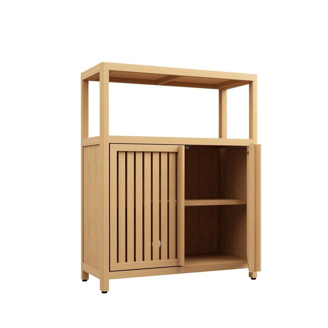 Large Capacity Bamboo Storage Cabinet Furniture For Bathroom Living Room Bathroom Bamboo Storage Cabinet With Shelves Image 1