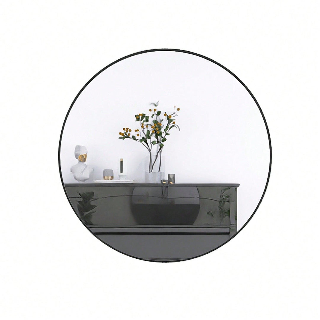 Modern 24 Inch Round Wall Mirror for Bathroom and Living Room Decor Easy to Install fine Reflection Image 2