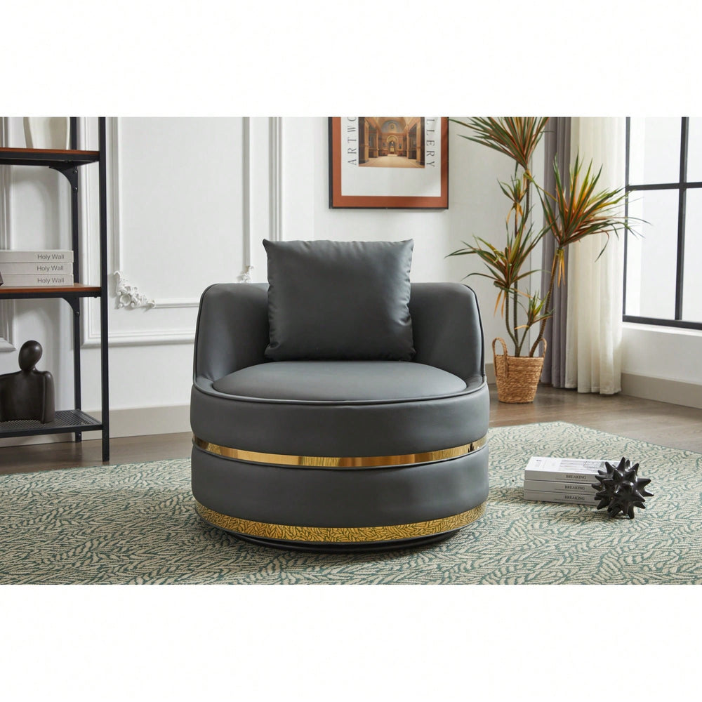 Modern 360-Degree Swivel Accent Chair - Stylish Barrel Chair For Living Room And Bedroom Comfort Image 2