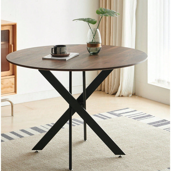 Mid-Century Dining Table For 4-6 People With Round Mdf Table Top, Pedestal Dining Table, End Table Leisure Coffee Table Image 7