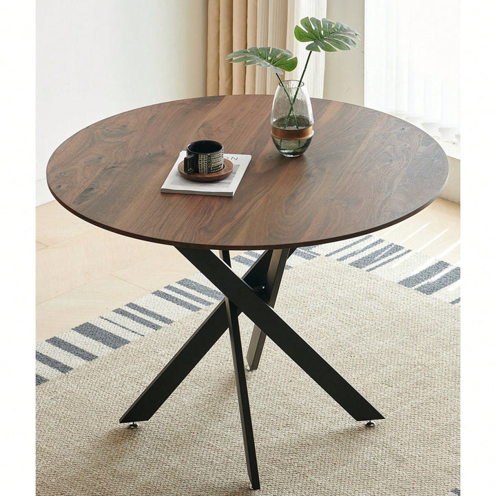 Mid-Century Dining Table For 4-6 People With Round Mdf Table Top, Pedestal Dining Table, End Table Leisure Coffee Table Image 8