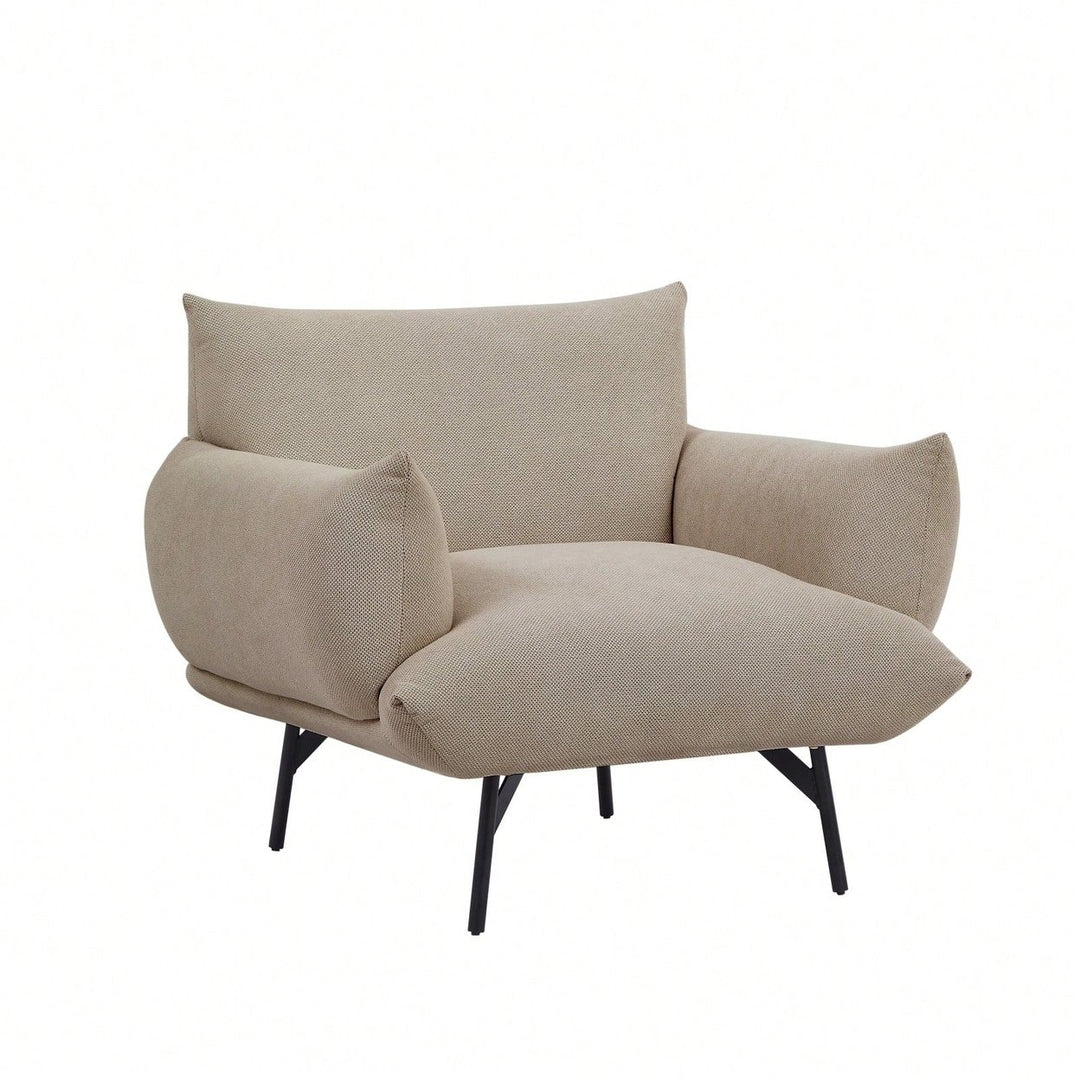 Mid-Century Modern Oversized Accent Armchair Upholstered Sofa Chair for Living Room Bedroom with Comfy Fabric and Metal Image 1