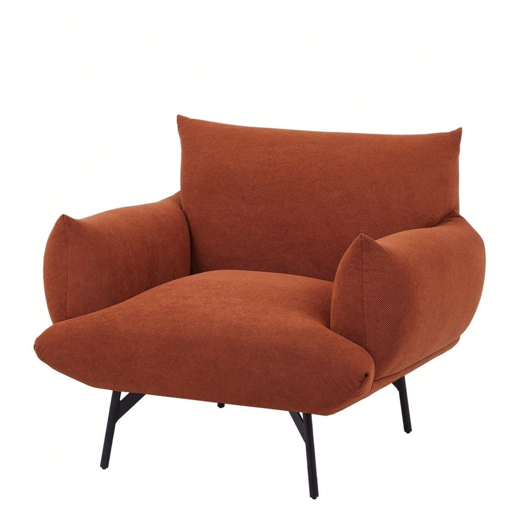 Mid-Century Modern Oversized Accent Armchair Upholstered Sofa Chair for Living Room Bedroom with Comfy Fabric and Metal Image 2