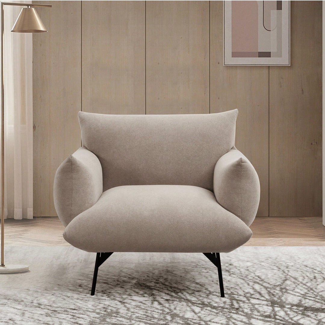 Mid-Century Modern Oversized Accent Armchair Upholstered Sofa Chair for Living Room Bedroom with Comfy Fabric and Metal Image 3