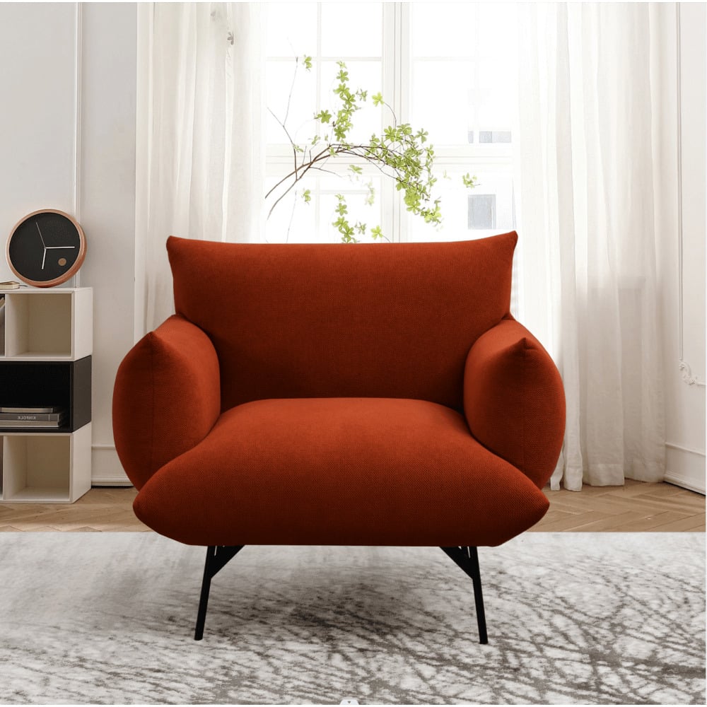 Mid-Century Modern Oversized Accent Armchair Upholstered Sofa Chair for Living Room Bedroom with Comfy Fabric and Metal Image 9