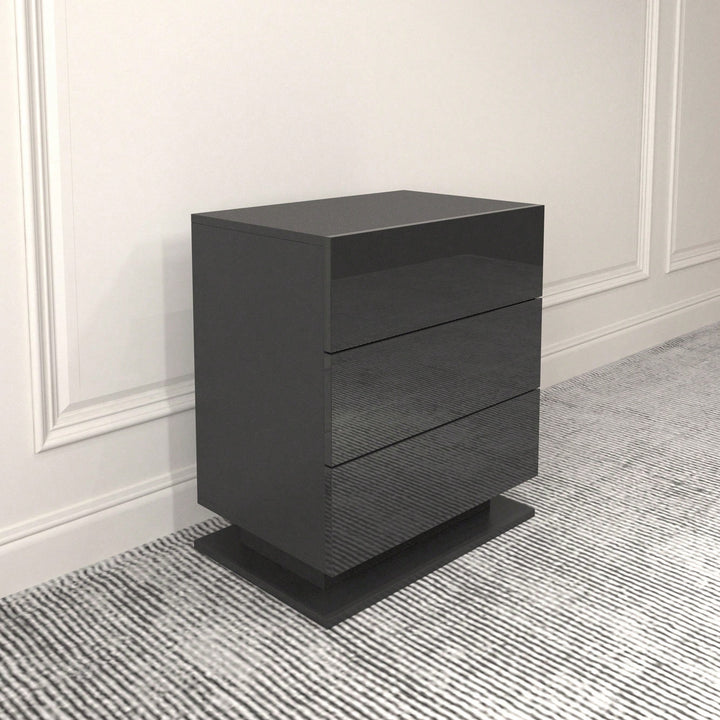 Modern LED Nightstand With 3 Drawers And RGB Lighting, Stylish Bedside Table For Image 8