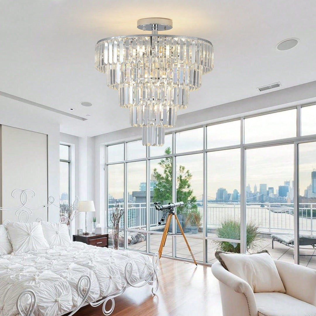 Modern Crystal Chandelier for Dining Room and Living Room Elegant Design High-Quality Metal Frame K9 Crystal 19.3x19.7 Image 1