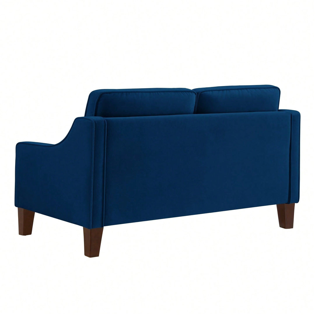 Modern Loveseat Sofa For Living Room, Upholstered Velvet Small Couch With Wooden Legs For Livingroom Bedroom Image 4