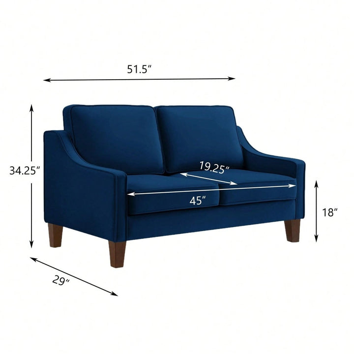 Modern Loveseat Sofa For Living Room, Upholstered Velvet Small Couch With Wooden Legs For Livingroom Bedroom Image 10