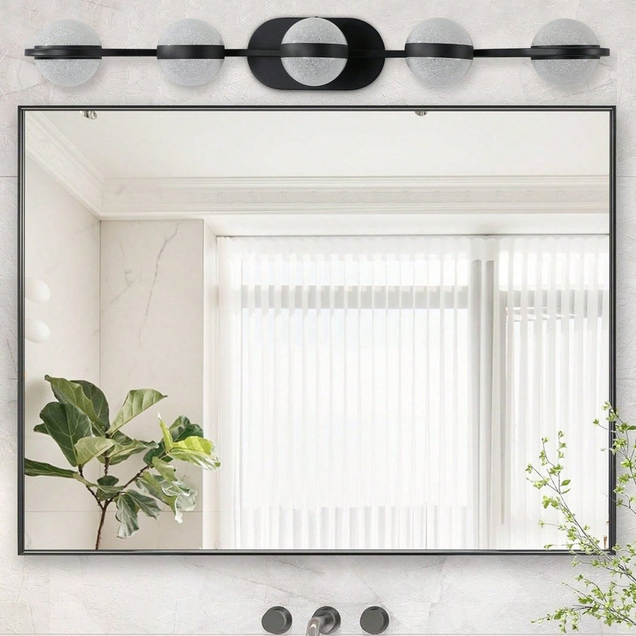 Modern Minimalist LED Bathroom Vanity Light Fixture with 5 Frosted Glass Shades Energy Efficient Design Easy to Install Image 1