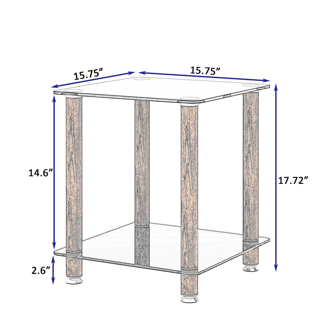 Modern 2-Tier Black and Walnut Side Table - Versatile Nightstand and Sofa End Table with Storage Shelf Image 6