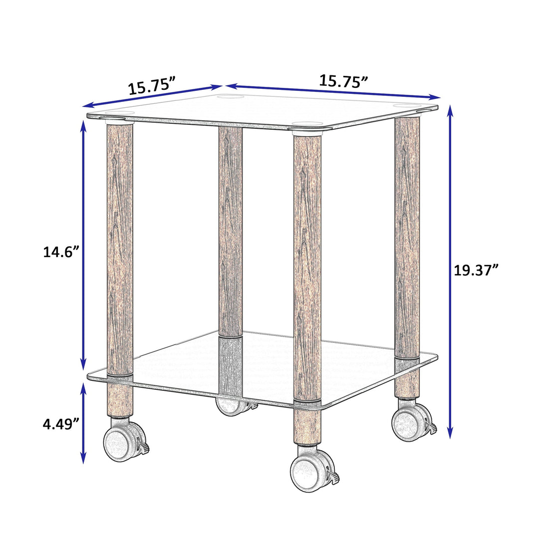 Modern 2-Tier Black and Walnut Side Table - Versatile Nightstand and Sofa End Table with Storage Shelf Image 8