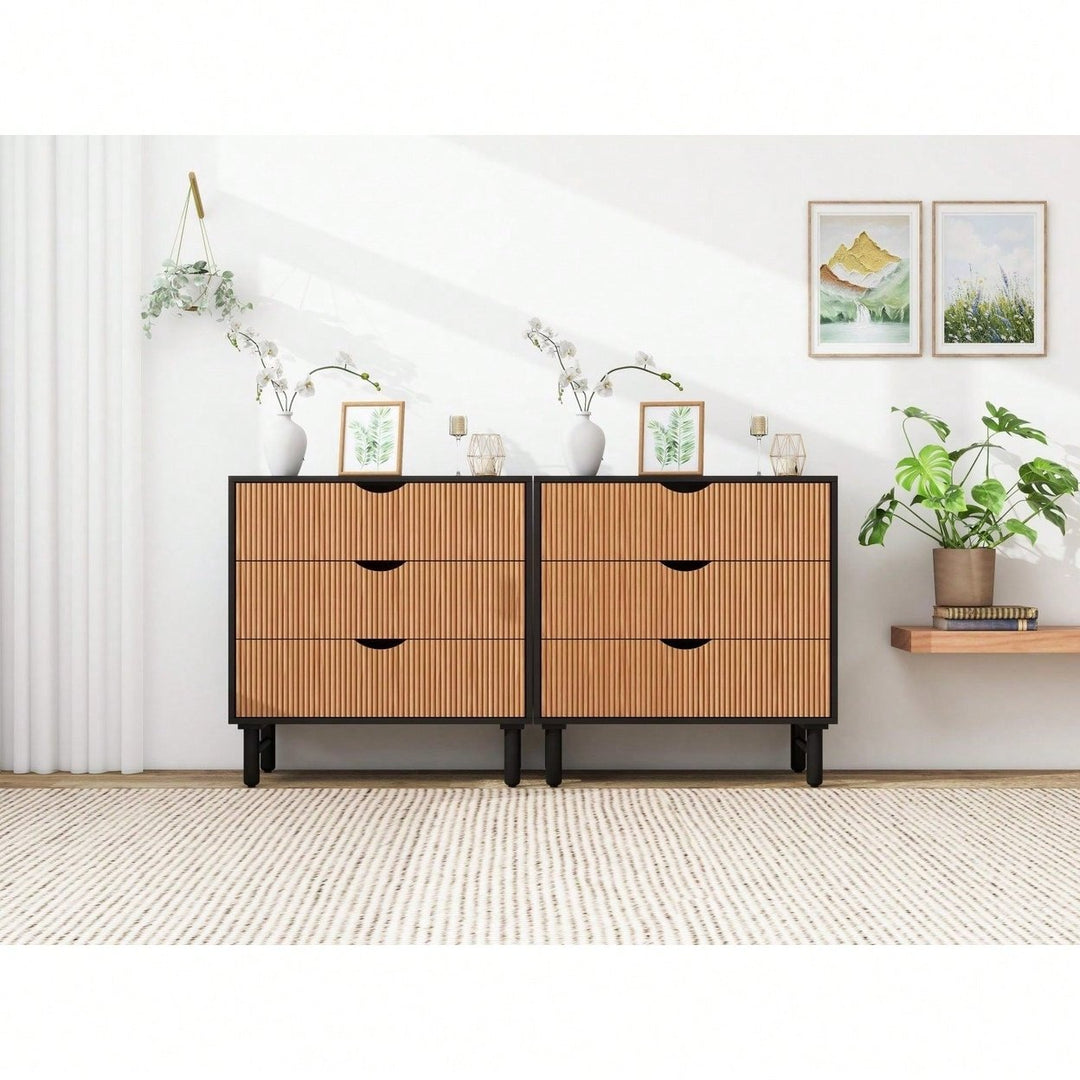 Modern 3 Drawer Wood Storage Cabinet with Smooth Slides Water-Resistant for Bedroom Living Room Dining Room Study Image 6