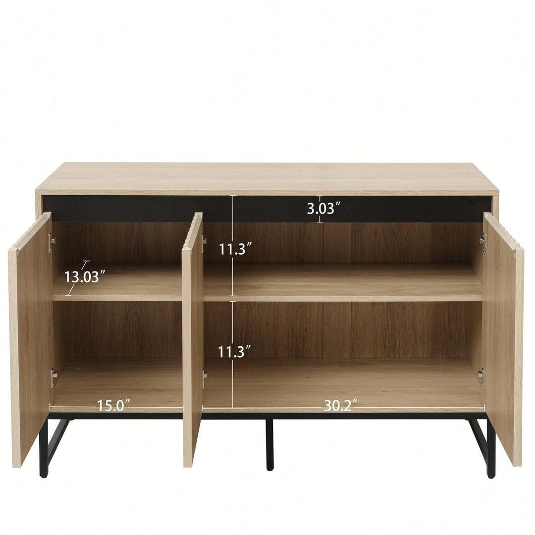 Modern 3-Door Sideboard With LED Lighting - Storage Buffet Cabinet, Adjustable Shelf For Living Room, Dining Room, And Image 2