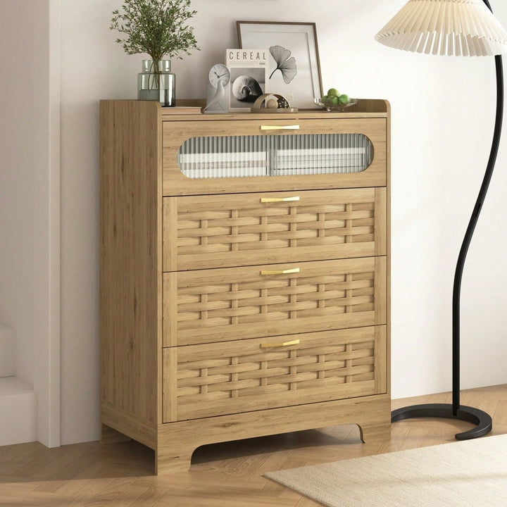 Modern 4 Drawer Wood Dresser for Bedroom and Nursery - Spacious Storage Organizer for Living Room and Kids Room Image 2