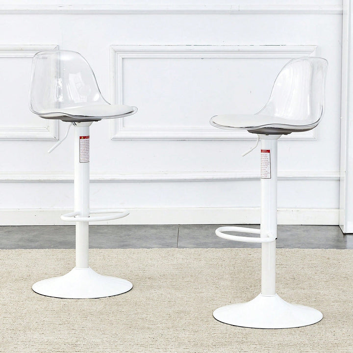 Modern 360 Rotating Bar Chairs with Height Adjustment Set of 2 Comfortable PET Backrest PU Seat Ideal for Bars Image 4