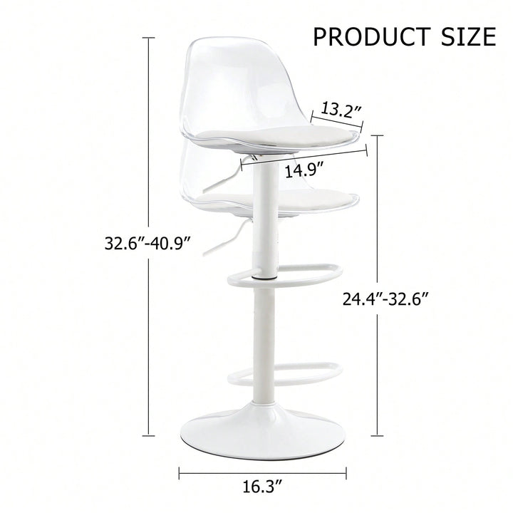 Modern 360 Rotating Bar Chairs with Height Adjustment Set of 2 Comfortable PET Backrest PU Seat Ideal for Bars Image 5