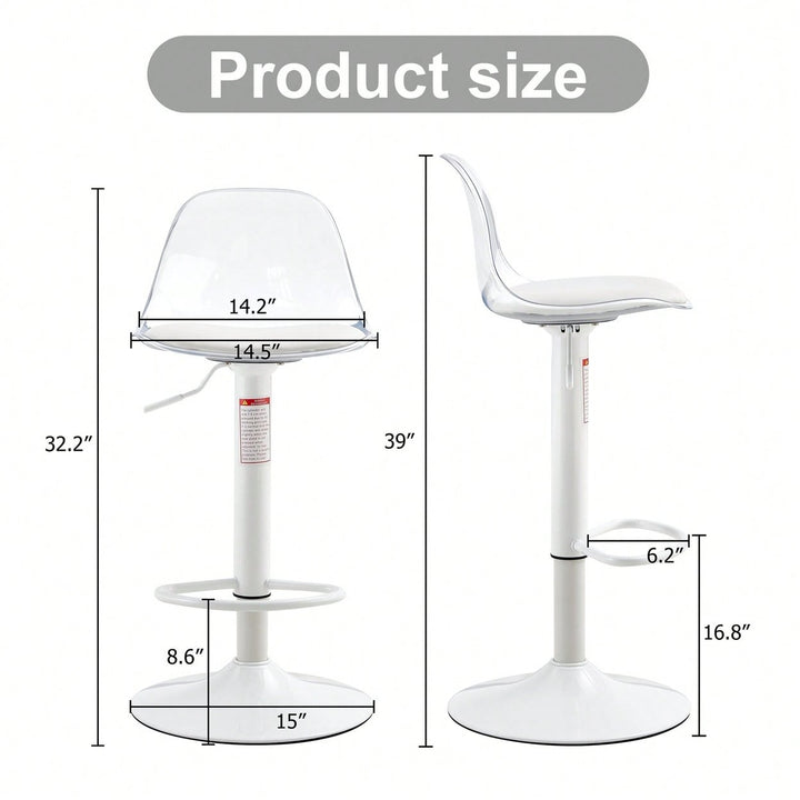 Modern 360 Rotating Bar Chairs with Height Adjustment Set of 2 Comfortable PET Backrest PU Seat Ideal for Bars Image 10