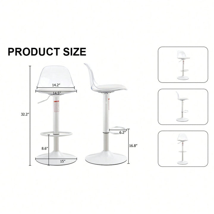 Modern 360 Rotating Bar Chairs with Height Adjustment Set of 2 Comfortable PET Backrest PU Seat Ideal for Bars Image 11