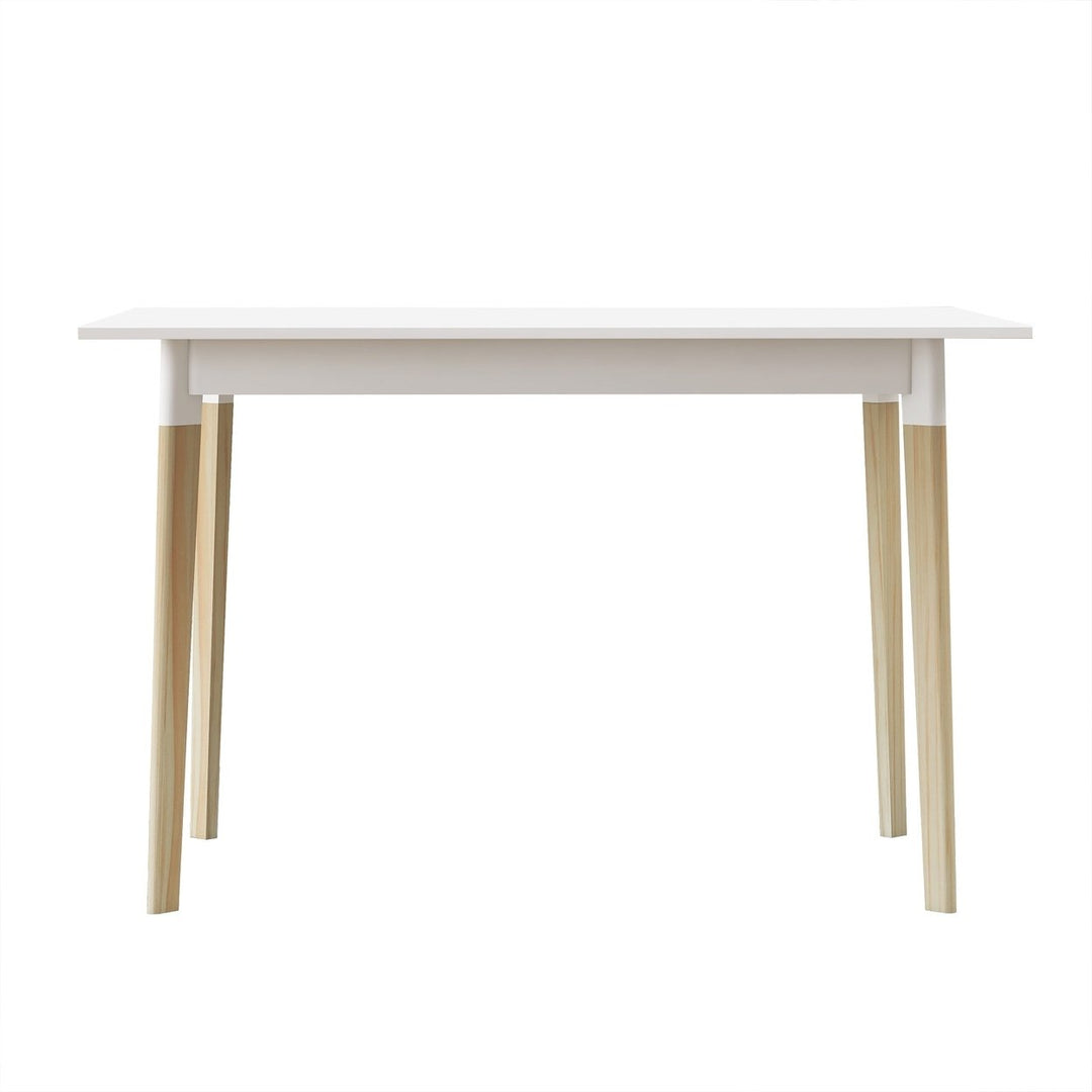 Modern 47 Inch Rectangular Dining Table - Stylish Kitchen Table with Solid Wood Legs - White Finish Image 6