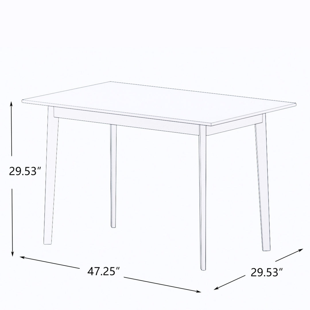 Modern 47 Inch Rectangular Dining Table - Stylish Kitchen Table with Solid Wood Legs - White Finish Image 7